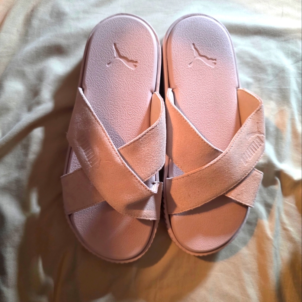 Puma Pink Crossover Strap Sandals